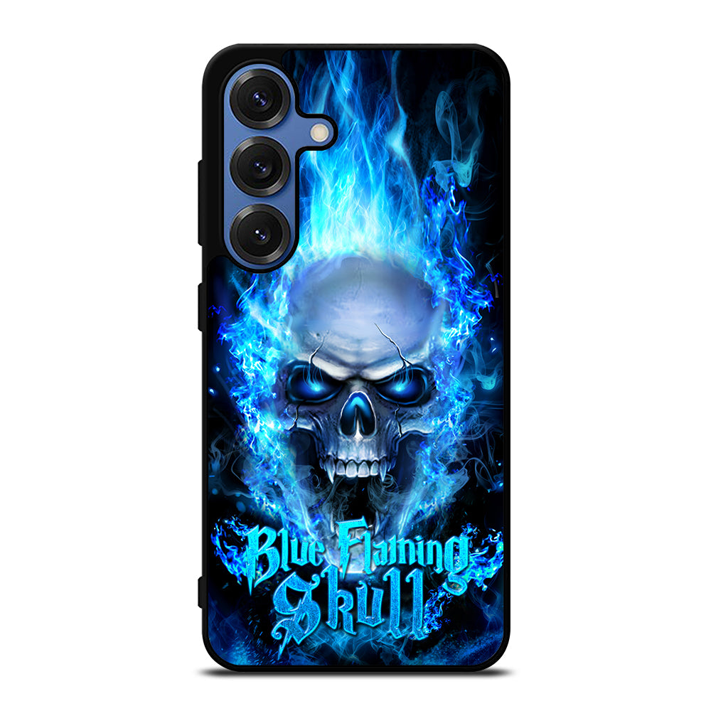 BIKER SKULL FLAMING BLUE Samsung Galaxy Case Cover