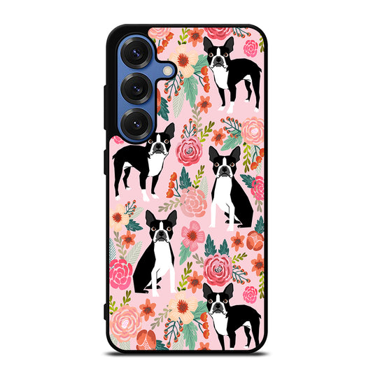 BOSTON TERRIER DOG FLORAL PATTERN Samsung Galaxy Case Cover