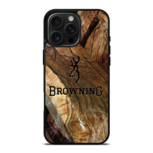 BROWNING DEER WOODEN LOGO iPhone Case Cover