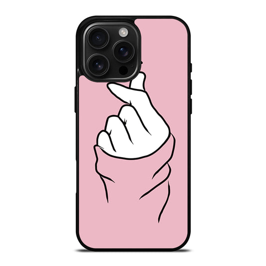 CUTE HEART FINGER PINK iPhone Case Cover