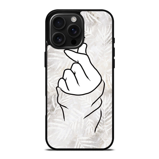 CUTE HEART FINGER WHITE MARBLE iPhone Case Cover