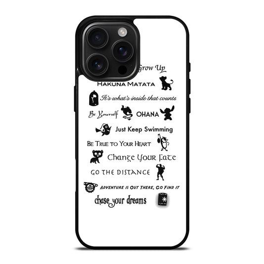 DISNEY LESSONS BLACK QUOTE iPhone Case Cover