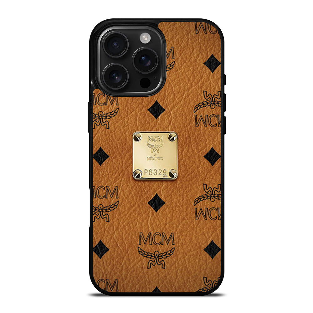 MCM WORLD WIDE BROWN LEATHER iPhone Case Cover
