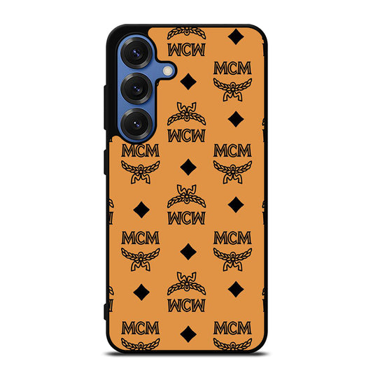MCM WORLD WIDE BROWN LEATHER PATTERN Samsung Galaxy Case Cover