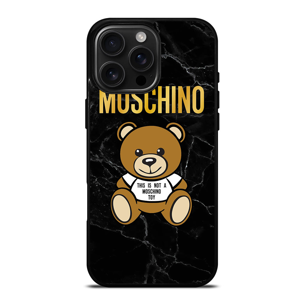 MOSCHINO TEDDY BEAR BLACK MARBLE iPhone Case Cover
