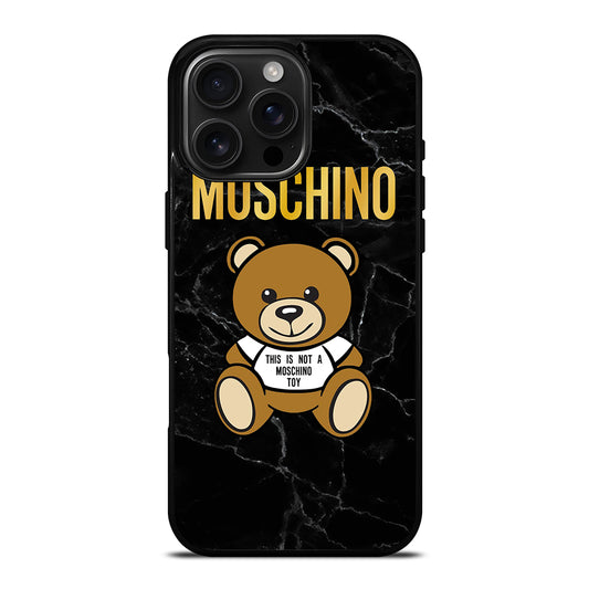 MOSCHINO TEDDY BEAR BLACK MARBLE iPhone Case Cover