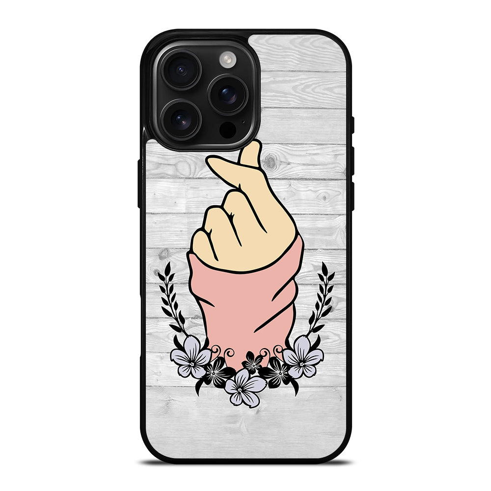 WOODEN CUTE HEART FINGER iPhone Case Cover