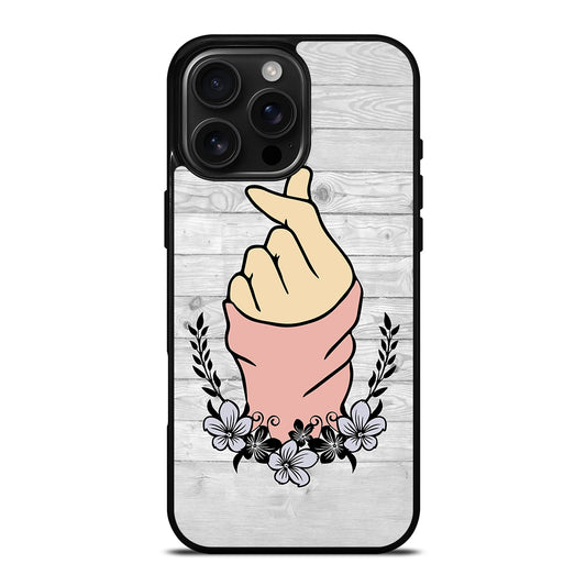 WOODEN CUTE HEART FINGER iPhone Case Cover